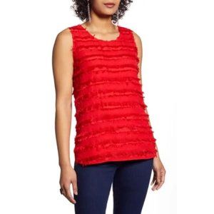 Halogen women's M Scoop neck Woven Shell Red‎ top